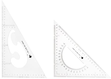 sourcing map 2 Stück Dreieckslineal, Quadratisch, 27cm, 24cm, 30/60 | 45/90 Grad, Messwerkzeuge für Klassenzimmer, Heimbüro, transparent