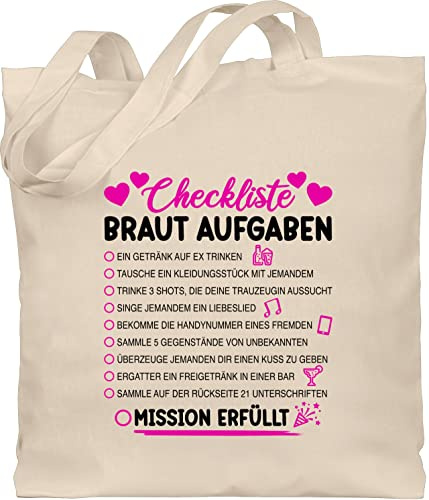 Shirtracer - Baumwolltasche - JGA Junggesellenabschied Frauen - Braut Aufgaben I Mutprobe Checkliste