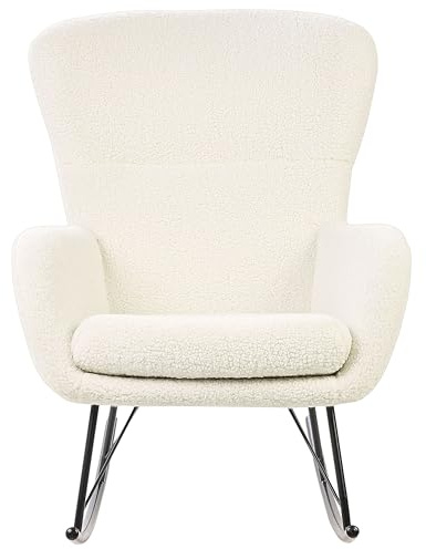 Beliani Schaukelsessel Bouclé Stoff Hellbeige/schwarz Schaukelstuhl modern Anaset