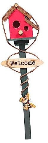 Kisangel Garden Bird House Stake Outdoor Decorative Bird Nest for Lawn Ground Stake Yard Sign for Balcony Park Gardening Decor Random Color