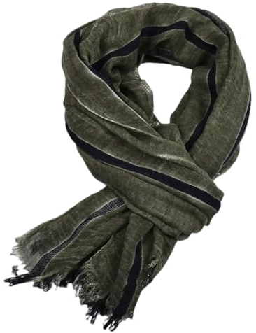 Bciopll En8 Herren-Schal, Baumwolle, Leinen, gestreift, Herbst, Winter, lang, weich, kurze Quaste, Schals, En8, One size