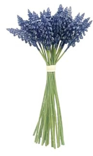 FloristryWarehouse Künstlicher Blumenstrauß aus Muscari oder Traubenhyazinthe, handgebunden, 24 Stiele, 28 cm, Blau
