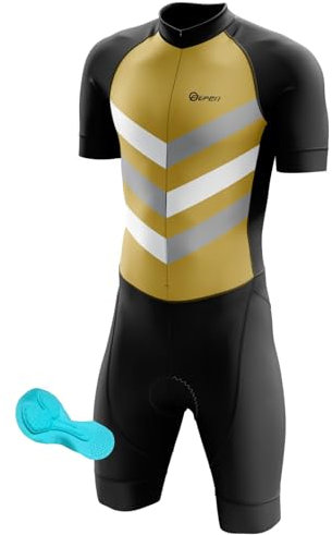 Triathlon Anzug Herren - Einteiliges Radtrikot - Trisuit Einteiler – Triathlonanzug - Triathlon Einteiler Kurz - 3Taschen für Wettkampf Run, Cycle, Swim,Herren Fahrradbekleidung Set (17,4XL)