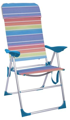Creaciones Llopis Silla de Playa Alta Reclinable Convertible en Tumbona 4 Colores Disponibles (Rayas Colores)