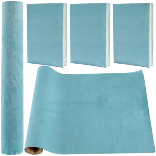 craspire 110x37 cm Samt-Buchtuch Zum Buchbinden, Türkis, Selbstklebende Oberfläche, Buchumschlag Mit Papierrücken, Bücher, Alben, Scrapbooking, DIY-Einbandschutz, Buchtuch, Buchbindebedarf