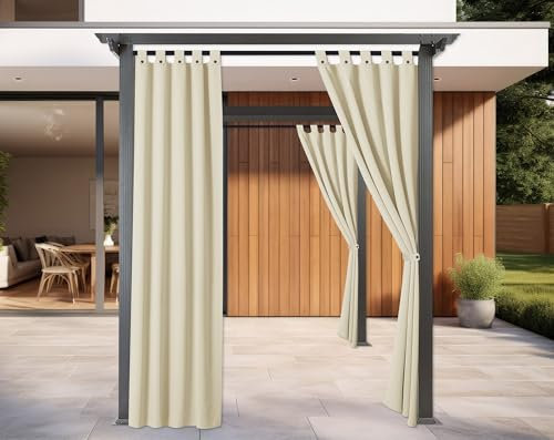 IlGruppone Tenda Per Gazebo Da Esterno Resistente 160 x 270 Cm 3 Varianti Colore Con Asole E Passanti Chiusura A Bottoni Antivento Antipolvere Uv Resistente - 2 Pezzi - Panna