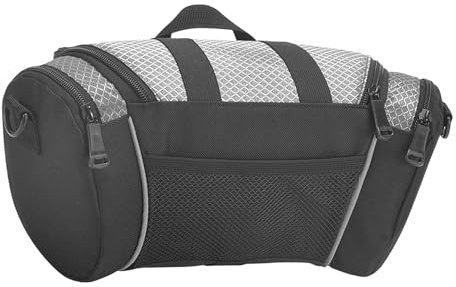 PerGar Fahrradlenkertasche, 5 L Großes Fassungsvermögen, Nylon-Vorderlenkerrahmen-Aufbewahrungstasche, Fahrradlenkertasche mit Reflektierenden Streifen, Nylon-Fahrradlenkertasche(Silver Gray)