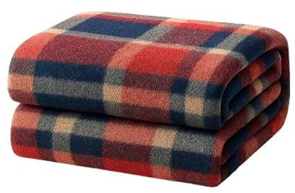 Corredocasa Plaid in Pile Extra Morbido e Soffice con Elegante Trama Scozzese Made in Italy - Leggero e Confortevole - Coperta Perfetta per Divano, (Blu/Rosso, Singolo 130x160)