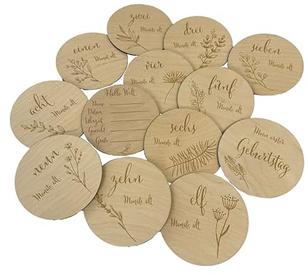 13 Meilensteinkarten aus Holz, Mein erstes Jahr, Jeder Monat, Geschenk zur Geburt, Babyparty, Holz, Baby, Holz Karten