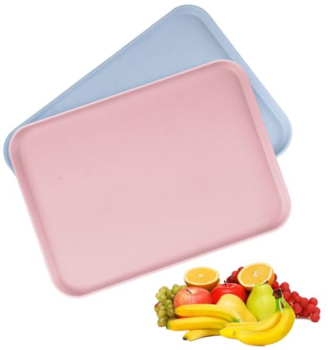 Milaosk Bandejas Pequeñas Rectangulares de Plástico para Servir Comida - 2 Piezas, 30.5 x 22 cm, Ideales para Comedor y Cocina