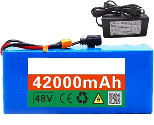Batteria agli ioni litio per bici elettrica 48 V 42 Ah 13S3P con caricabatteria Protezione BMS integrata Ideale per motori bici elettriche XT 60