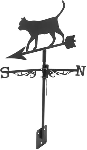 VINTORKY Cat Weather Vane Decorative Yard Weathervane Wind Direction Indicator for Garden 49.5X32.5X29Cm Stainless Steel Craftsmanship Outdoor Decoration