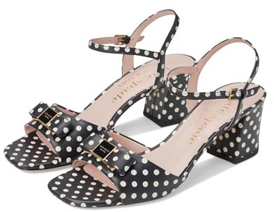 kate spade new york Bowdie Sandal, Black Polka Dot, 6