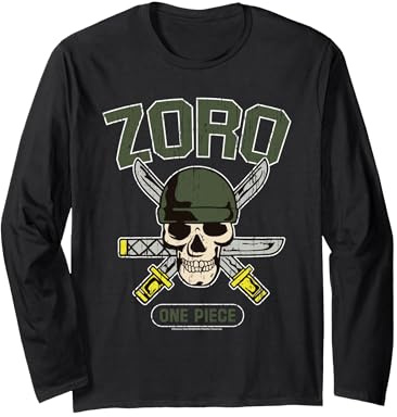 Chapeau de Paille One Piece Pirate Hunter Roronoa Zoro Logo Anime Manche Longue