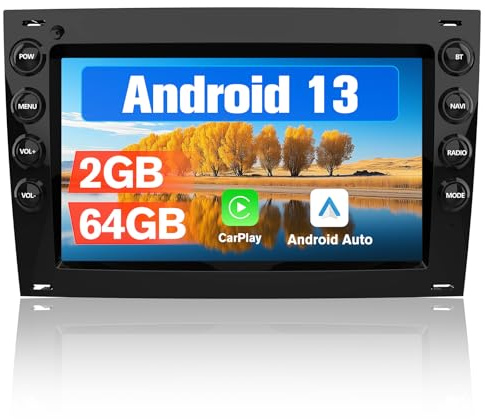 Hexinex Android 13.0 [2GB+64GB] Radio Coche 2 DIN con Pantalla Táctil de 7 Pulgadas para Renault Megane 2003-2009, Autoradio Admite CarPlay/Android Auto Inalámbrico/MirrorLink/WiFi/FM/Bluetooth