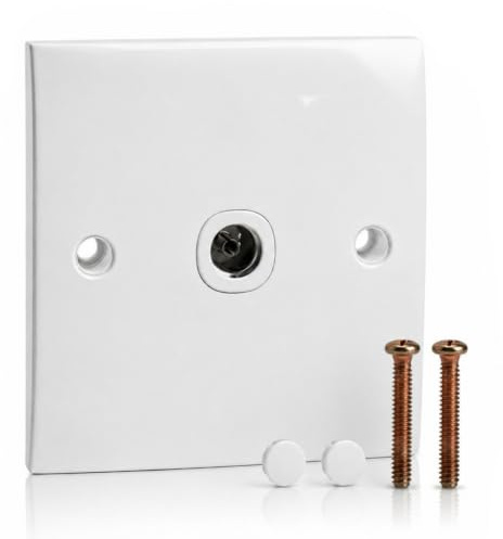 Presa antenna TV coassiale da parete, piastra singola TV/FM, giunzione aerea 50/60 Hz, materiale ignifugo per connessioni sicure TV e radio FM (bianco)