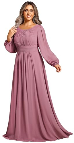 Ever-Pretty Women's Evening Dress Plus Size Floor Length Long Sleeves Orchid 20