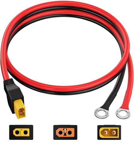 XT60 till O-ringanslutningskabel, XT60H till O-ring ögla kontaktkabel RC ESC-laddare sidprestanda för RC Lipo-batteri FPV-racingdrönare (SAE, 10FT, 12AWG)