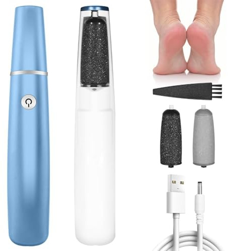 OSDUE Elettrico Lime del Piede, Ricaricabile Pedicure per Lima del Piede con 2 Rullo Ricambio 2 Velocità, Ricaricabile Portatile Attrezzi per Cura dei Piedi per Talloni Screpolati Calli-Blu
