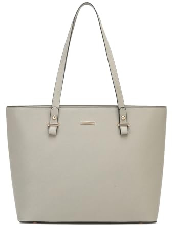 Pahajim Handtasche Damen Groß Tote Bag PU Leder Shopper Tasche Damen Schultertasche für Arbeit, Reisen und Einkaufen(Grau)
