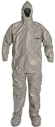 HAZMAT F 6000 Safety Protective CBRN Suit Coverall, TF169TGY, Hood & Boots [Price is per Each] (1, Large)