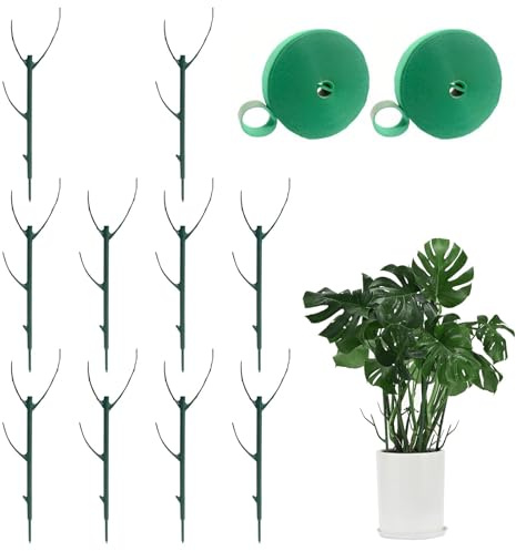Tutores para Plantas, 10 Piezas Tutor Monstera con Correas, Soporte Apilables para Plantas de Interior al Aire Libre para Apoyar y Guiar el Crecimiento de Las Plantas
