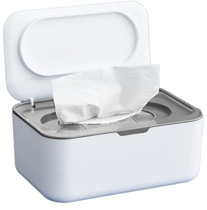 Feuchttücher Box Feuchtuchspender Boxen Aufbewahrung Nachfüllbare Feuchtes Toilettenpapier Box Hält Tücher Frisch Einhandbedienung Mit Deckel Für Baby & Erwachsene (Grau)