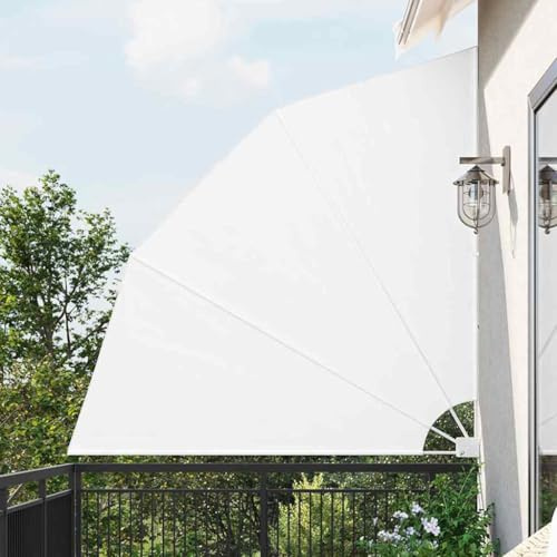 Tenda da sole pieghevole per balcone, colore bianco, 210 x 210 cm, come scomparto pieghevole per balcone e frangivista, pieghevole, con pratica struttura pieghevole