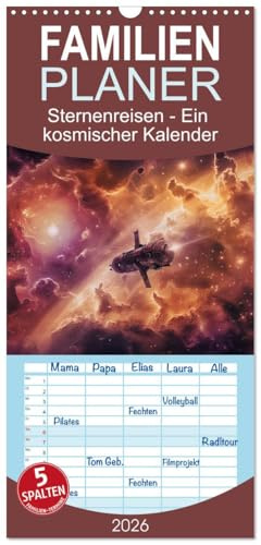 Familienplaner 2026 - Sternenreisen - Ein kosmischer Kalender mit 5 Spalten (Wandkalender, 21 cm x 45 cm), CALVENDO: Begleiten Sie uns auf der Reise durch alle Universen! (CALVENDO Wissenschaft)