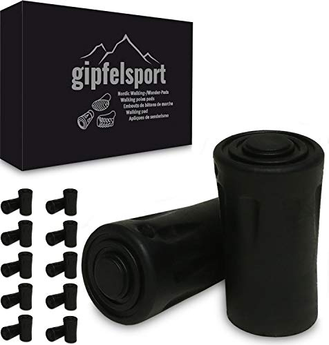 gipfelsport Nordic Walking Stöcke Gummipuffer für Walkingstöcke, Wanderstöcke und Trekkingstöcke | Gummi Pad, Puffer, Stopper, Pads für Asphalt, Wandern und Nässe