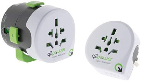 Q2 Power | Qdapter 360 USB World to Europe USB 2.1 A| Adaptateur de Voyage Universel avec Prise de Terre | Protection Antichoc Kid Safe | Tension et Puissance Max. 100V—250V, 1000W/2500W