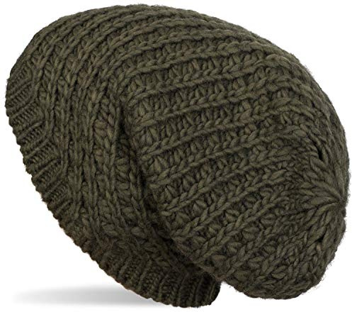 styleBREAKER Unisex Grobstrick Beanie Mütze Slouch Passform | Eng anliegend, elastische 17 cm Bundweite, 27 cm Gesamthöhe, wärmendes Winter-Gewebe, dehnbar für 45-58 cm Kopfumfang.
