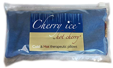 Cherry Ice Eye Pillow Hot/Cold Therapy Blue Denim in Freezer Bag, Hot Cherry Pit Pillow for Reducing Inflammation, Fever, Eye Strain, Yoga Massage Tool, Freezable-Microwavable-Washable FSA/HSA