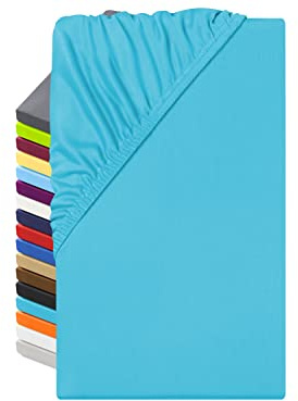 npluseins Microfaser Spannbettlaken fein gewebt, 120x200 cm, Türkis | Samtweich, seidiger Glanz, allergikergeeignet, knitterarm, schnelltrocknend, Rundumgummi, formstabil, pflegeleicht