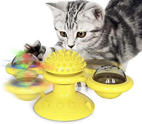 zaizai Jouet pour Chat de Moulin à Vent, Brosse de toilettage Automatique avec Moulin à Vent Rotatif, Table tournante de Moulin à Vent pour Chats chatouiller Jouet