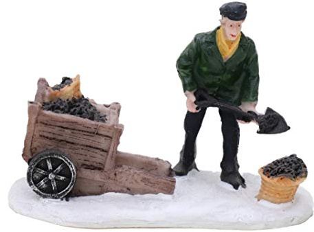 Toyland® Mini Resin Christmas Collectible Ornament - Village Scene Accessories - Xmas Figures (Coal Worker 3.5 x 2.5 Inch).