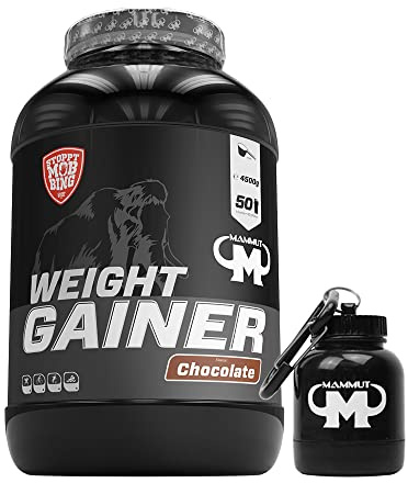 Mammut Nutrition Weight Gainer Shake Crash 5000 Schokolade – 4,5kg Massgainer – 860 kcal pro Portion – Kohlenhydrat-Protein für Hardgainer – Mit Creatin – inkl. Puderfach