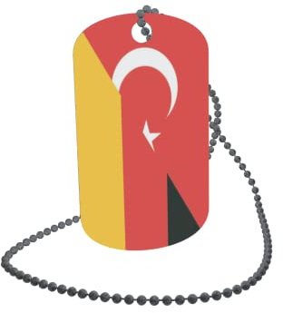 U24 Dog Tag Erkennungsmarke ID Tag an Kette Flagge Türkei-Deutschland Alu 30 x 50 mm