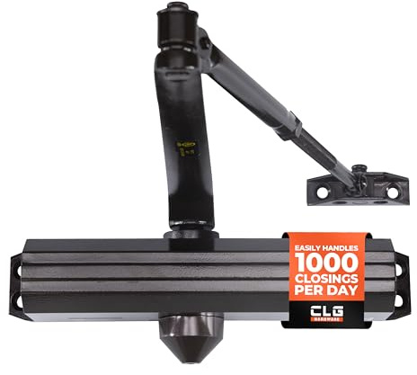 CLG HARDWARE Cierrapuertas comercial mediano/resistente DC7016 – Montaje en superficie, grado 1- ADA y UL 3 horas de fuego clasificado, tamaño ajustable 1-6 para entradas y escaparates de aluminio -