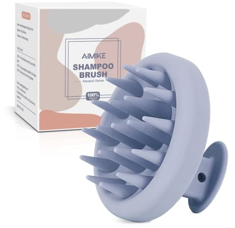 AIMIKE Scalp Massager Shampoo Brush, Silicone Scalp Scrubber, Scalp Brush/Exfoliator for Washing Hair Dandruff, Scalp Massager Hair Growth Stimulator,Hair Massager Scalp Brush on Wet & Dry Use-Blue