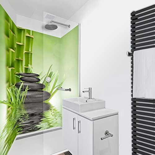 WANDFREUDE individuelle Duschrückwand Aluverbundplatte auf Maß (3 Stück - Grünes Wasser - Premium Matt Lack) – Dusche Wandverkleidung Duschwandverkleidung Duschrückwände