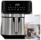 InnovaGoods® Friggitrice ad aria 5,5 litri, friggitrice 1700W, airfryer +100 ricette in IT, Friggitrice 8 programmi, touch screen, cestello antiaderente e flusso d'aria a 360° ideale per 3-5 persone