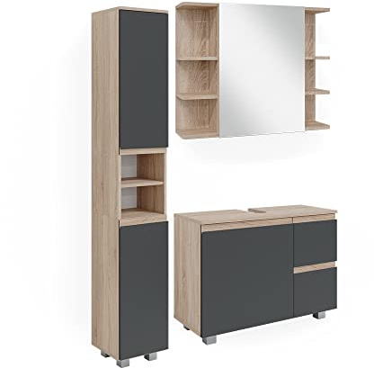 Vicco Badmöbel-Set J-Shape, Sonoma, 80 cm
