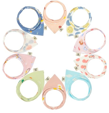 BEBOAN Dreieckstuch für Babys, Super Saugfähig Baumwolle Halstuch, Unisex Baby Lätzchen mit Druckknopfen, Baby Halstücher Spucktuch Sabberlätzchen für Kleinkinder
