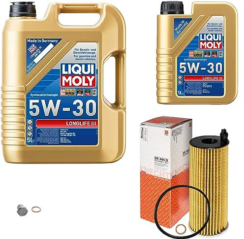 Inspektionspaket Wartungspaket Filterset mit 6 L Motoröl Longlife III 5W-30, Ölfilter, Verschlussschraube