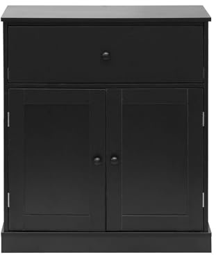 Rebecca Mobili Badezimmerschrank, Niedriger Schrank, Schwarz, Melamin-Spanplatte, Hygienisch, Moderner Stil, Vielseitig - Maße HxBxT: 70 x 60 x 30 cm - Art. RE6901