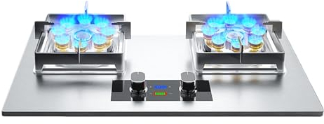 Propane Stove,Double Burner Portable Propane Stove,Stainless Steel Gas Cooktop Maximum 14330.4BTU Suitable for Kitchen RV and Apartments (Color : NG, Size : Style 2)