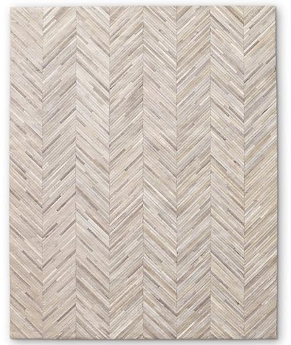 ECLATIQUE RUG Elegant Rectangular Rug Cowhide Leather Stylish Non Slip Chevron Patchwork Area Rug for Living Room and Entryway Floor Carpet (Beige-5 x 8 ft)