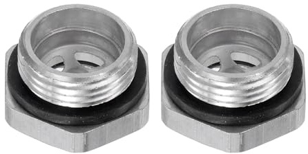 QUARKZMAN 2Pz Vetro Spia Olio Compressore Aria 20 x 1.5mm Filettatura Maschio Indicatore Plastica Livello Vista Liquido Alluminio Testa Esagonale Finestra con O-Ring Raccordi, Argento
