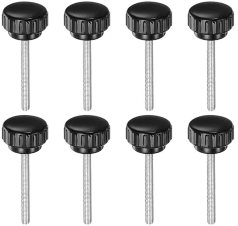 QUARKZMAN 8 Stück Rändelschraube mit Gewinde M5 x 50mm Rundkopfschraube Rundgriffschraube Rundgriffbolzen Klemmknöpfe 25mm Handknöpfe Daumenschrauben Spannschraube für Industrie Maschine